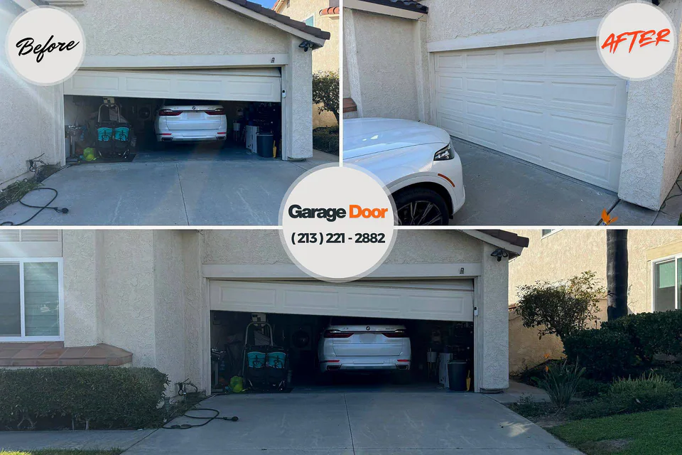 Before and after: garage door repair Irwindale, CA